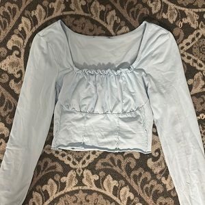 Light Blue Corset Long Sleeve Top (M)